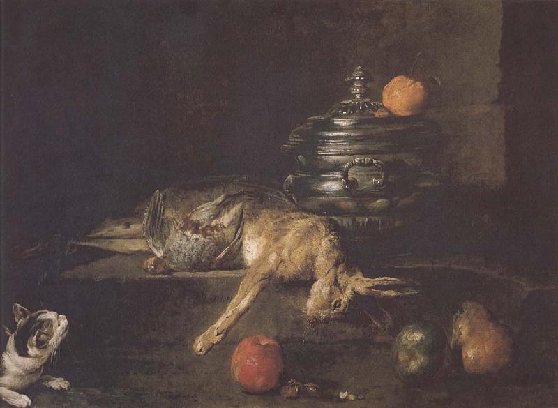 Jean Baptiste Simeon Chardin Partridge and hare cat oil painting image
